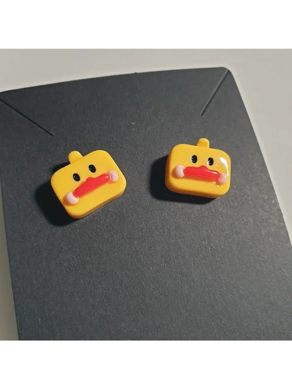 Yellow Cartoon Duck Face Acrylic Stud Earrings Fun Novelty Accessories Girl